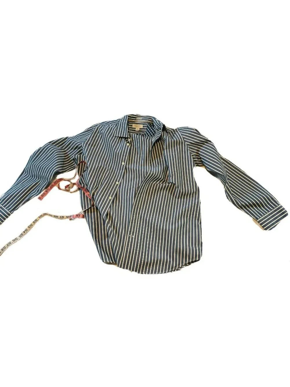 Banana Republic Classic Fit Button Down Shirt Medium Blue Strip Crisp Cotton